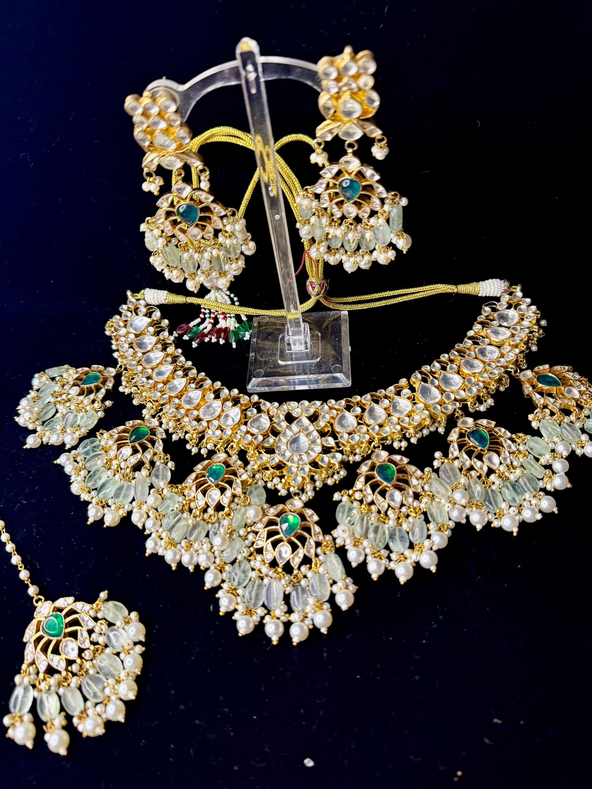 Green Kundan Rental Set